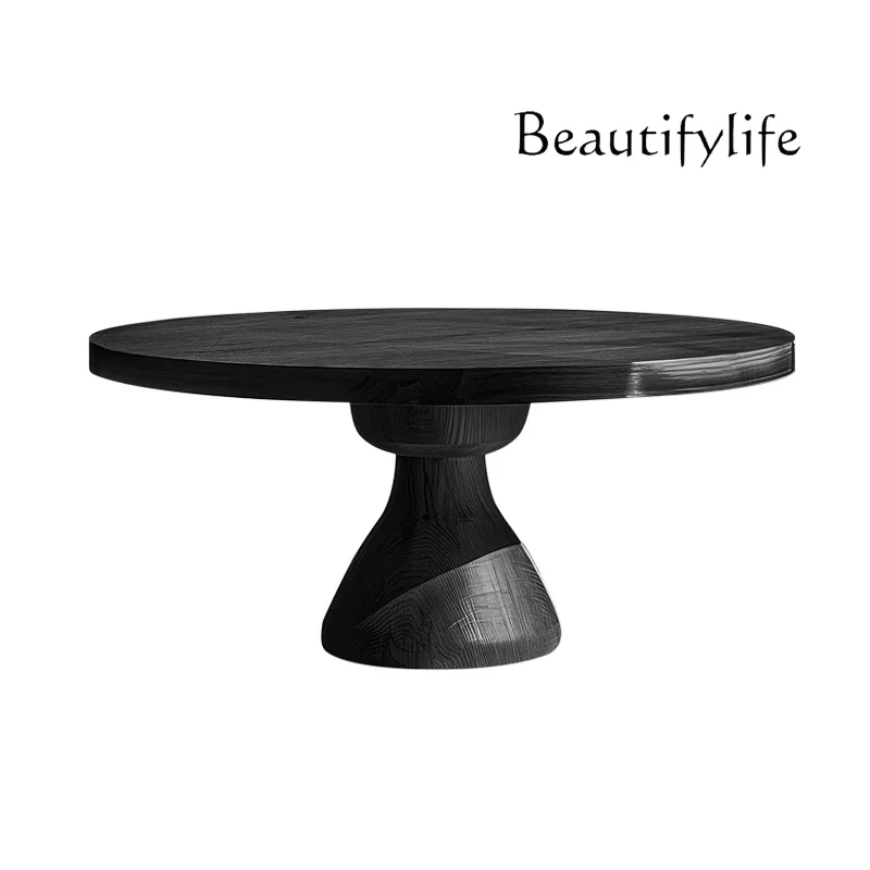 X36 Minimalist Solid Wood Dining Table Wabi Wind Log Design Household Round Eating Table Personalized Retro Bed And Breakfast Ta
