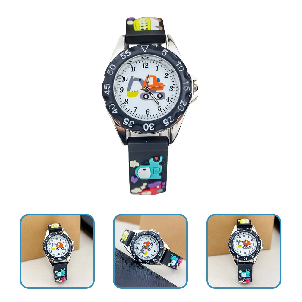 

Silicone Kart Cartoon Watch Kids Big Dial Clear Numbers Easy Reading Time Learning Children'S Outdoor Travel Camping Hiking Gift