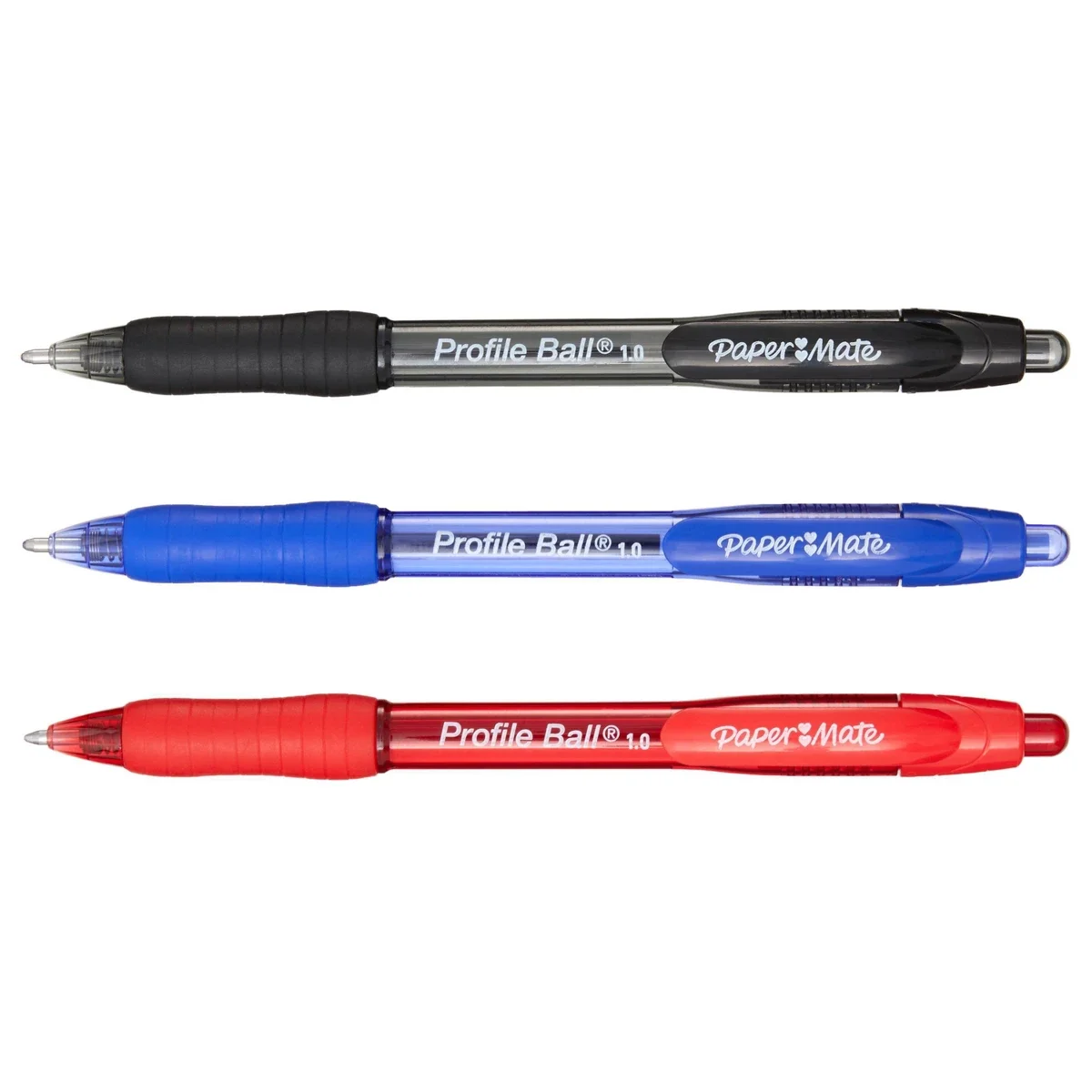 

Paper Mate Profile 8pk Ballpoint Pens 1.0mm Medium Tip Multicolored: Retractable, Contoured Grip, Assorted Ink Colors