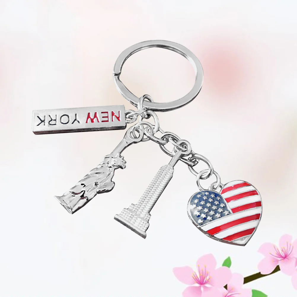 Three-dimensional Man Key Rings Statue of Liberty American Independence Day Chain USA Patriotic Holder