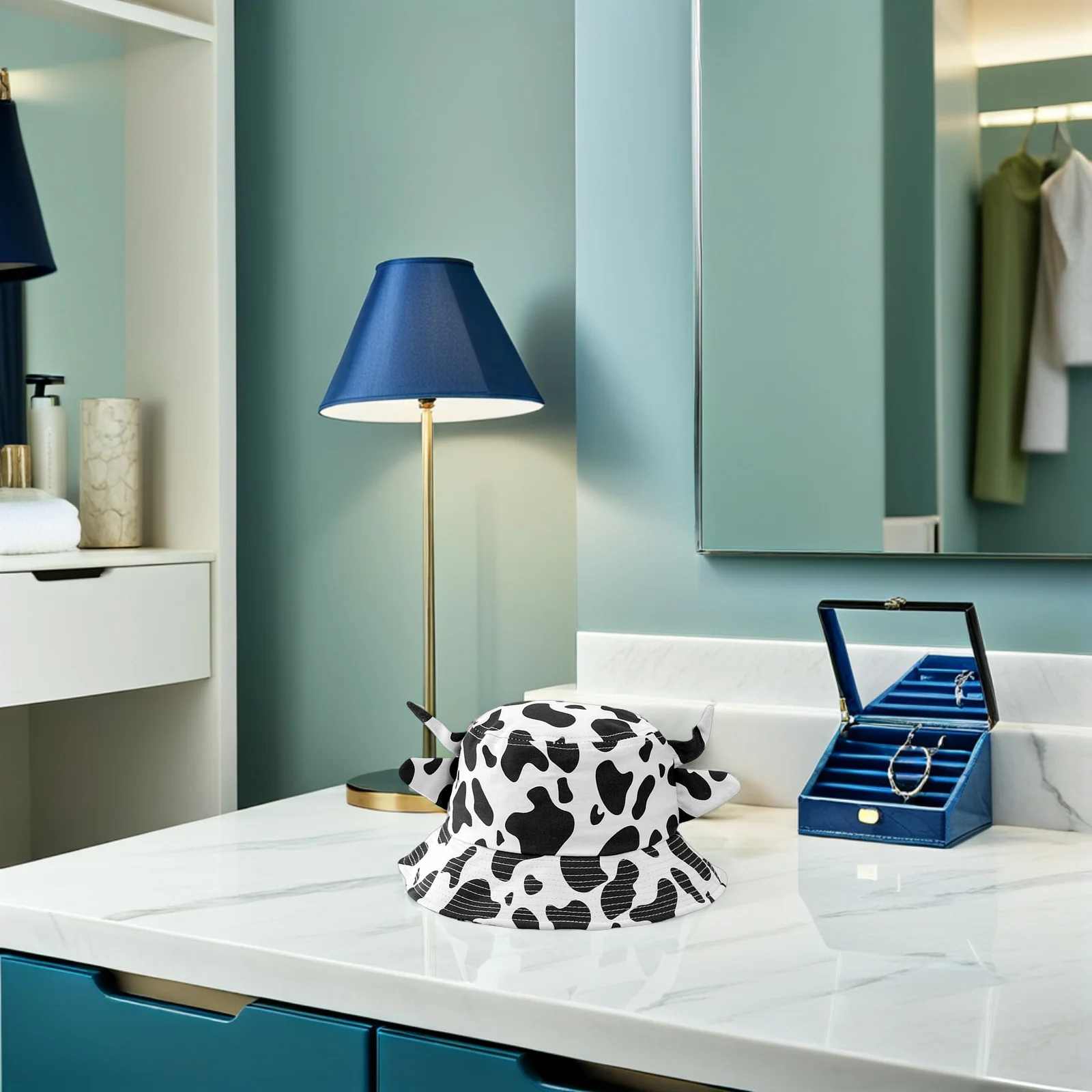 1 قطعة البقرة يطبع قبعة بحافة القطن صياد قبعة Uv حماية أنيق هدية للنساء صياد قبعة البقرة يطبع المضادة للأشعة فوق البنفسجية قبعة