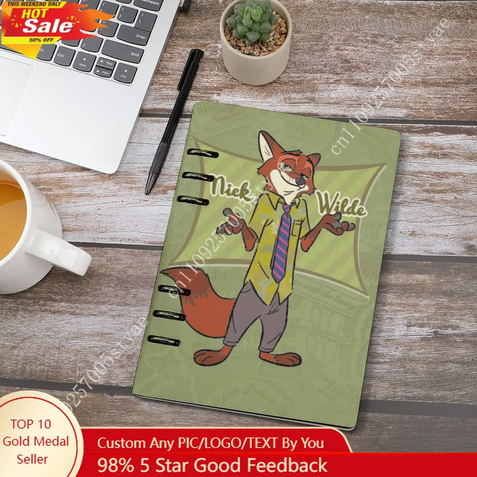 

Nick Wilde Loose Leaf Notebook Disney Designs Removable Replaceable Refills Meeting Notes Journaling Birthday Holiday Gift