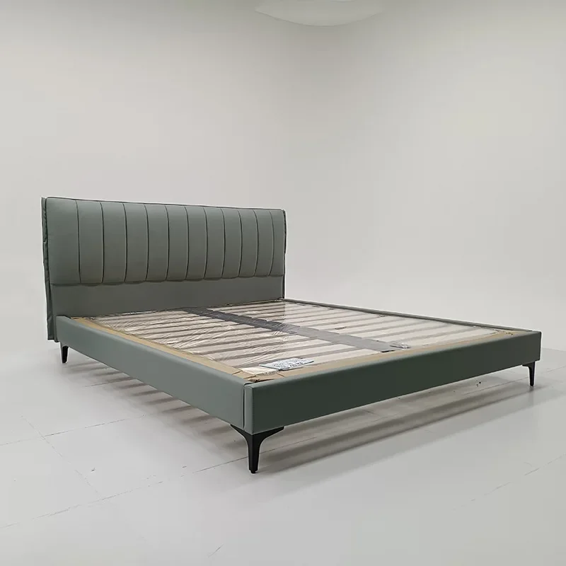 Italian minimalist modern minimalist Internet celebrity creative designer first layer cowhide children's bed bedroom furniture