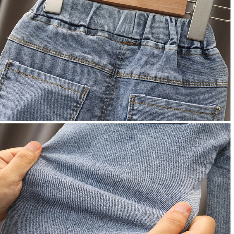 Pantaloni dritti per ragazze in Jeans di colore chiaro уens pantaloni Casual in Denim abbigliamento per bambini 1-5 anni pantaloni elasticizzati in