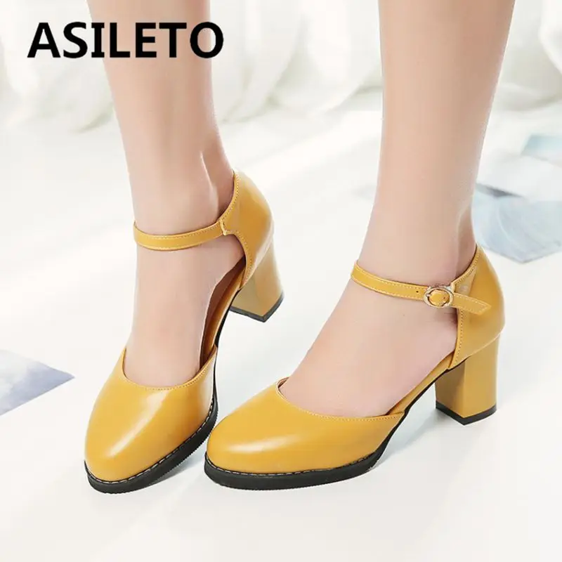 

ASILETO 2025 Mary Janes Women Sandals Round Toe Block Heels 7cm Buckle Strap Plus Size 41 42 43 Sweet Soft Daily Female Shoes