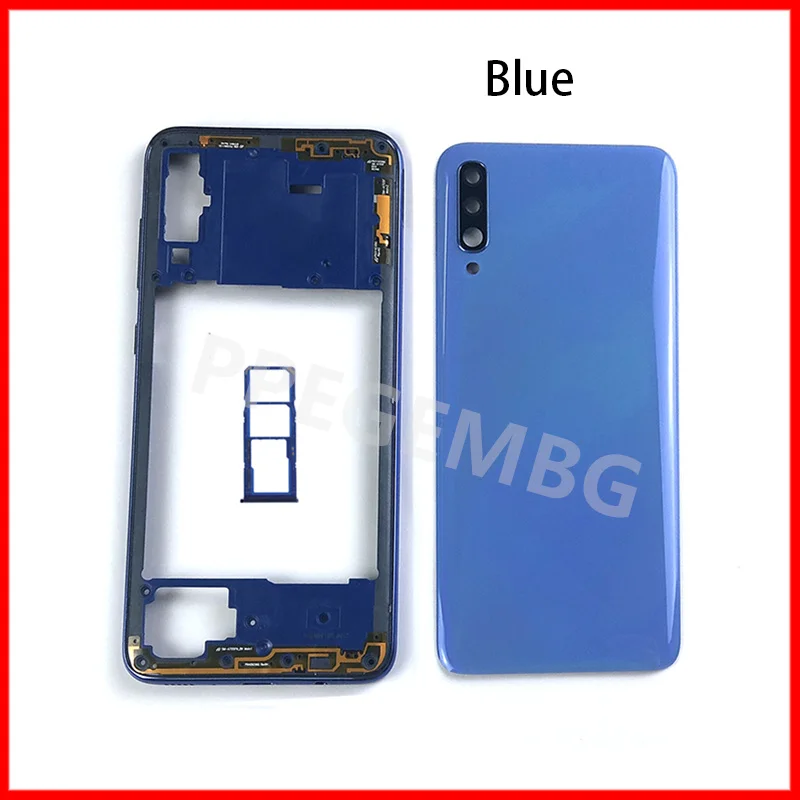 For Samsung Galaxy A70 A705 Phone Housing Middle Frame Battery Cover Back Case Lid Rear Door Camera Lens Sim Slot Tray Parts