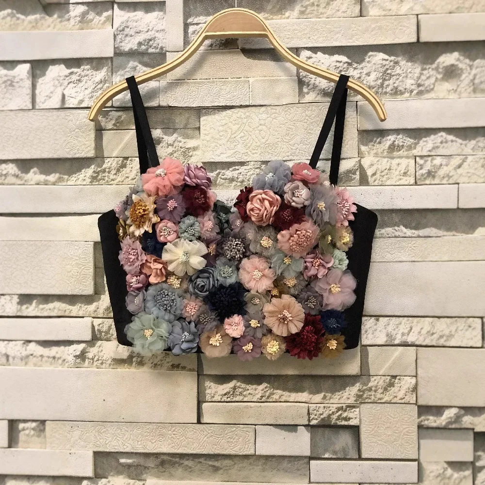 New Flower Trend Color Matching Vest Short Multi-color Suspender Versatile Chest Wrap Vest