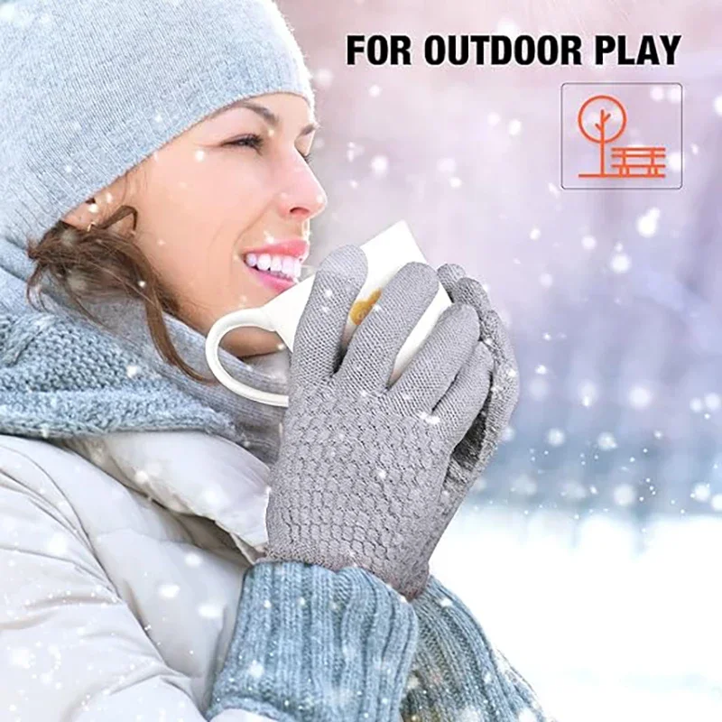 1-5Pairs Thermal Cold Proof Winter Gloves with Touch Screen Compatibility Elastic Thickened Warm for Outdoor Skiing Cycling