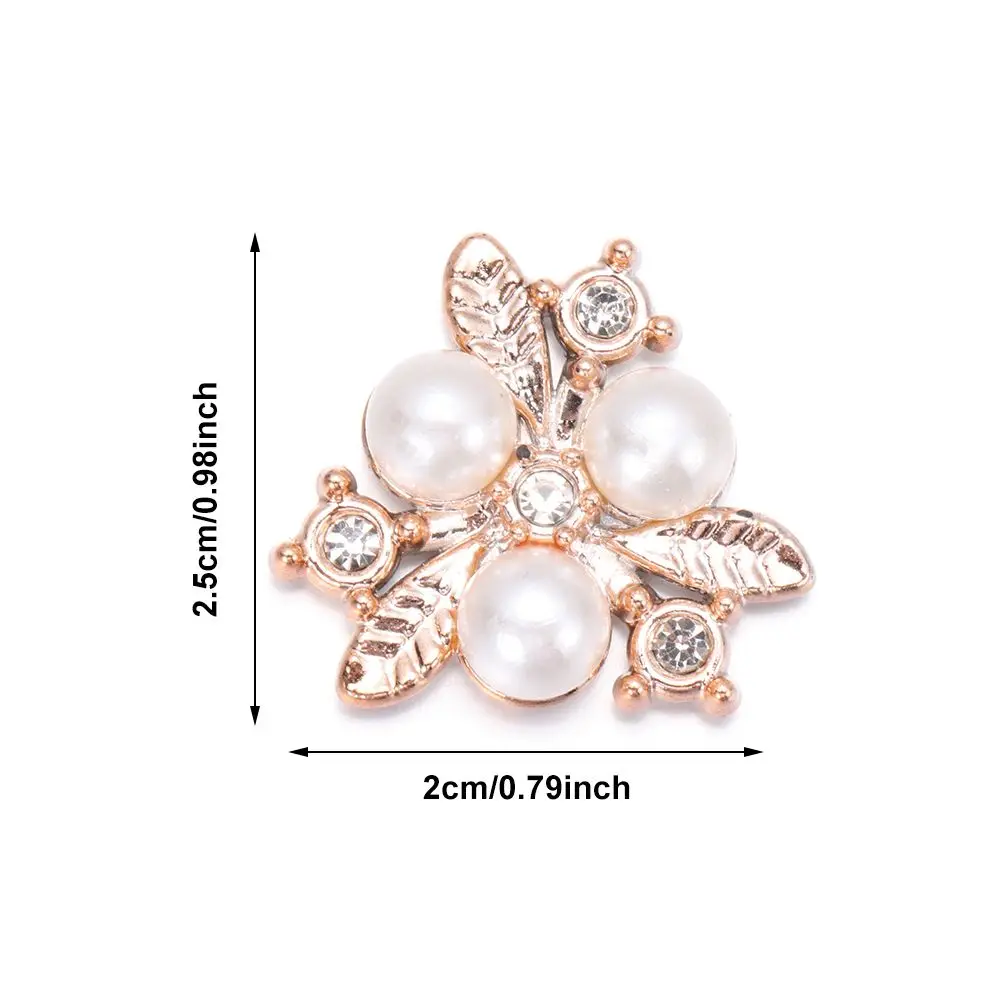 10PCS Sparkling Flower-shaped Hat Accessories Headwear Clip Rhinestone Buttons Pearl Button Pearl Hairpins