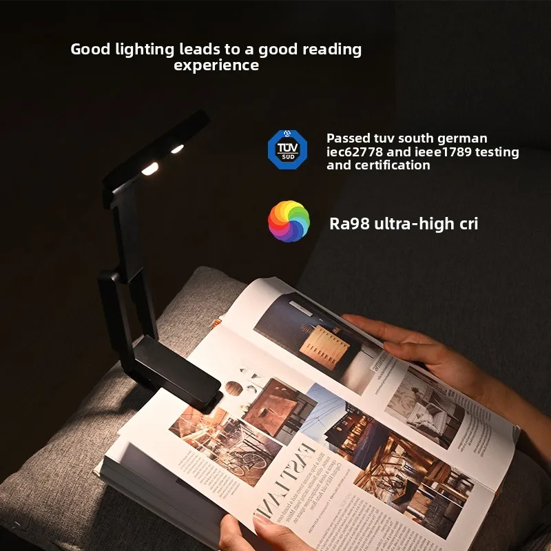 Rechargeable LED Clip On Reading Light, Mini Foldable Portable Book Light, Eye-Caring Desk Lamp for Study
