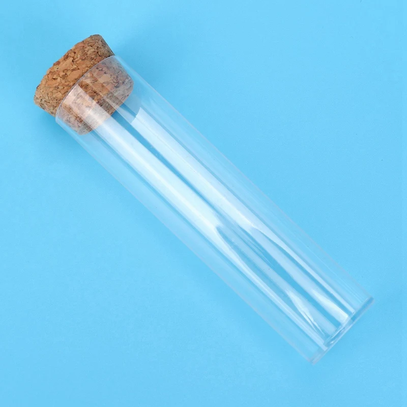 200Pcs 25X95mm Flat Bottom Tea Plastic Test Tube Drosophila Vials Culture Tube With Cork Stoppers