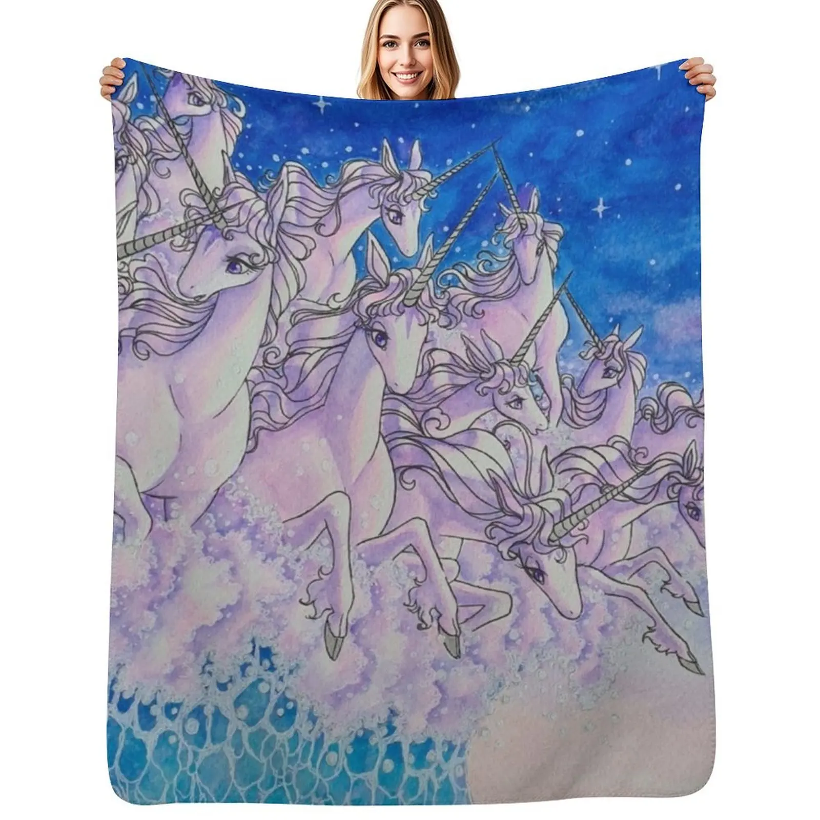 

Unicorns in the sea part two Throw Blanket Giant Sofa Summer Flannel Fabric Sofa Throw Blankets