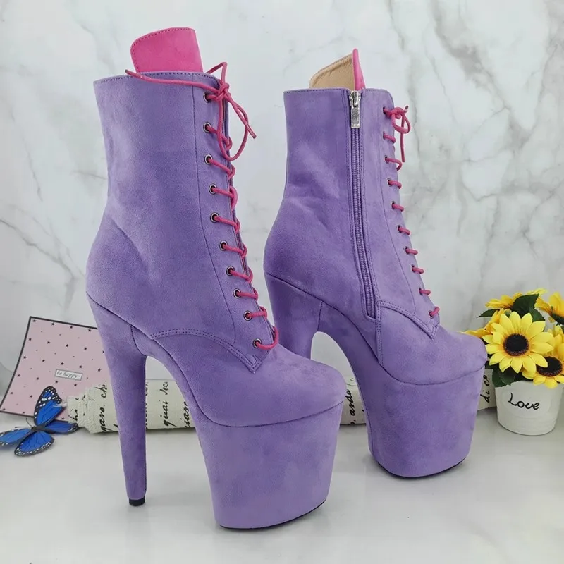 

New 20CM/8inches Suede Upper Modern Sexy Nightclub Pole Dance Shoes High Heel Platform Women's Ankle Boots 079