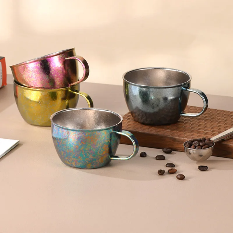 180ml Pure Titanium Coffee Mug/Beer Mug with Handle,Thick Single Layer Drinkware,Anti-Bacterial,Mold-Resistant Utensil Water Cup