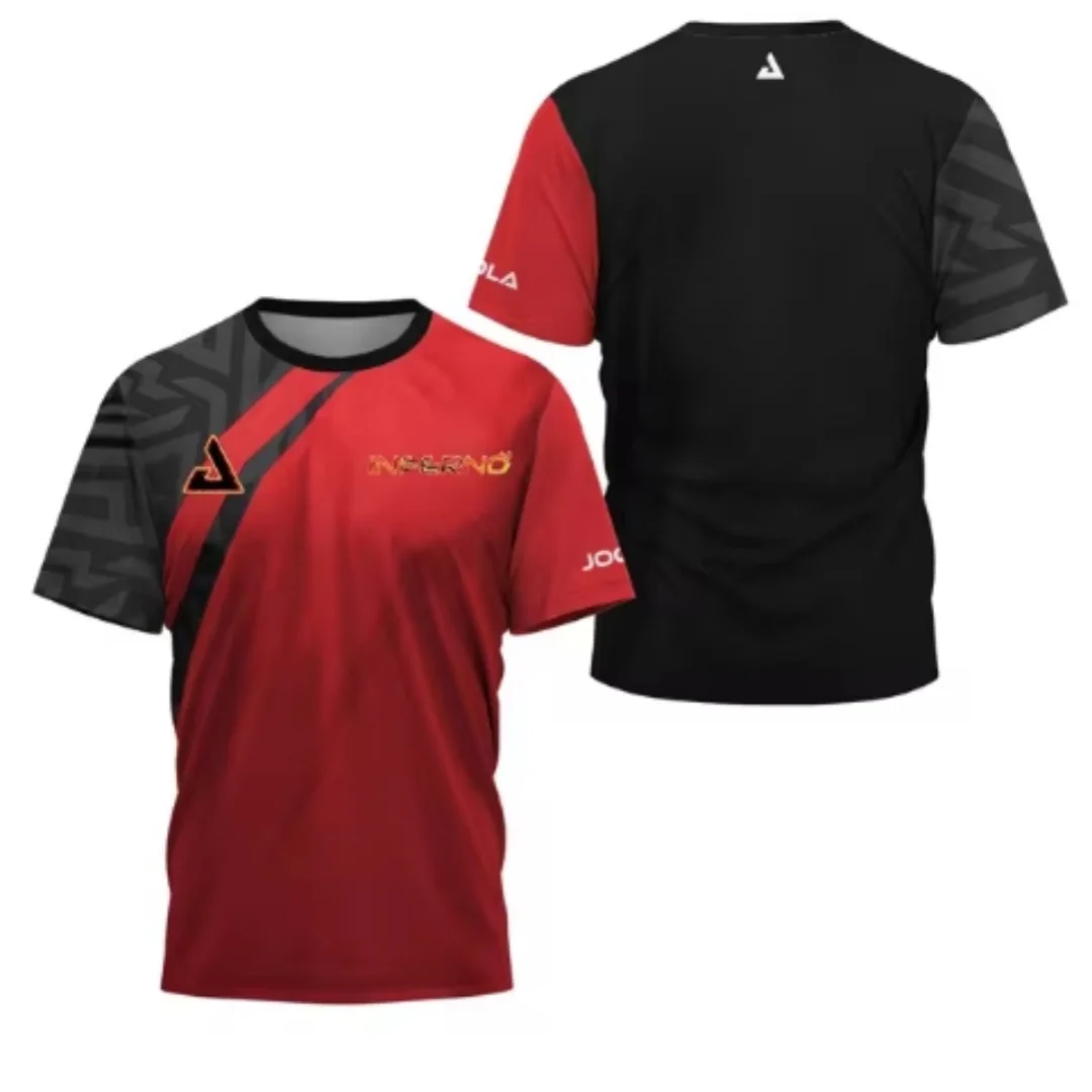Summer fashion new table tennis printed short sleeved men\'s badminton fast drying fitness breathable round neck loose T-shirt