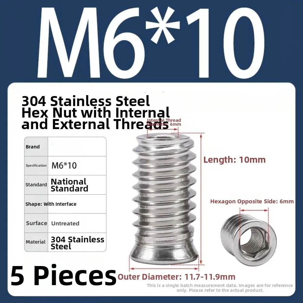 Stainless Steel Insert Nuts M3 M4 M5 M6 M8 Tapered Design Hex Insert Nuts Hex Drive Threaded Insert Nuts For Wood Furniture