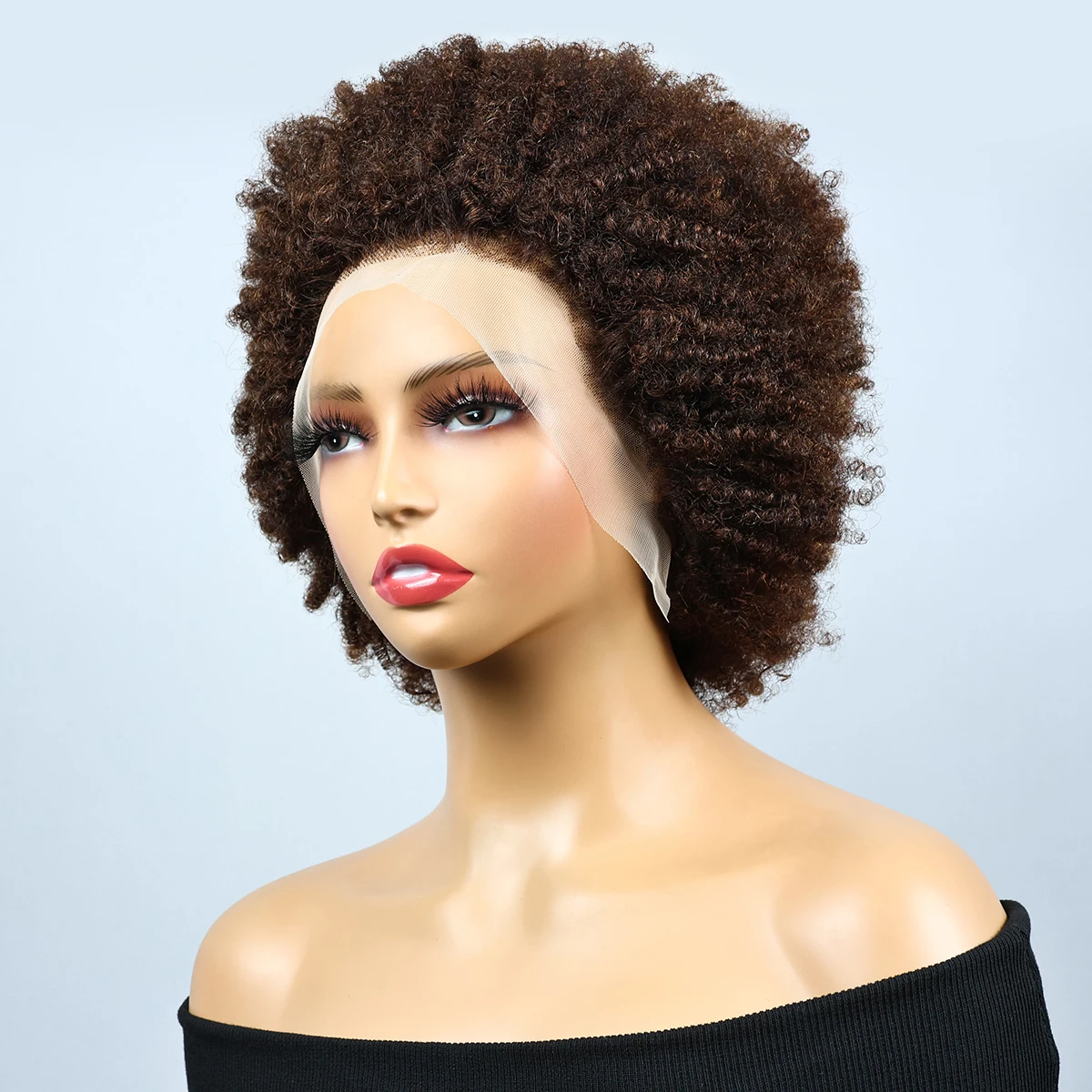 Miss Rola Afro kinky Curly Wigs Brazilian Brown 13x4 Lace Front Human Hair Wigs Remy #4 Afro Kinky Lace Frontal Wigs 250%