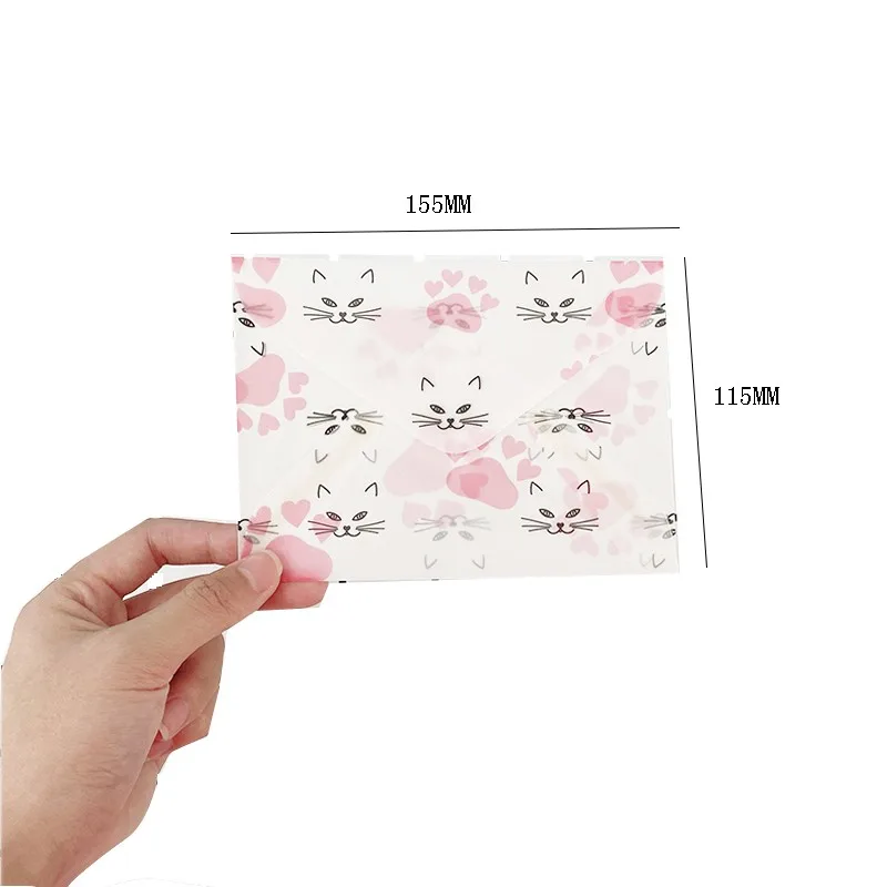 3pcs/pack Color translucent sulfuric acid paper handmade envelopes Kawaii cute animal Envelope Message Card Letter Gift DIY