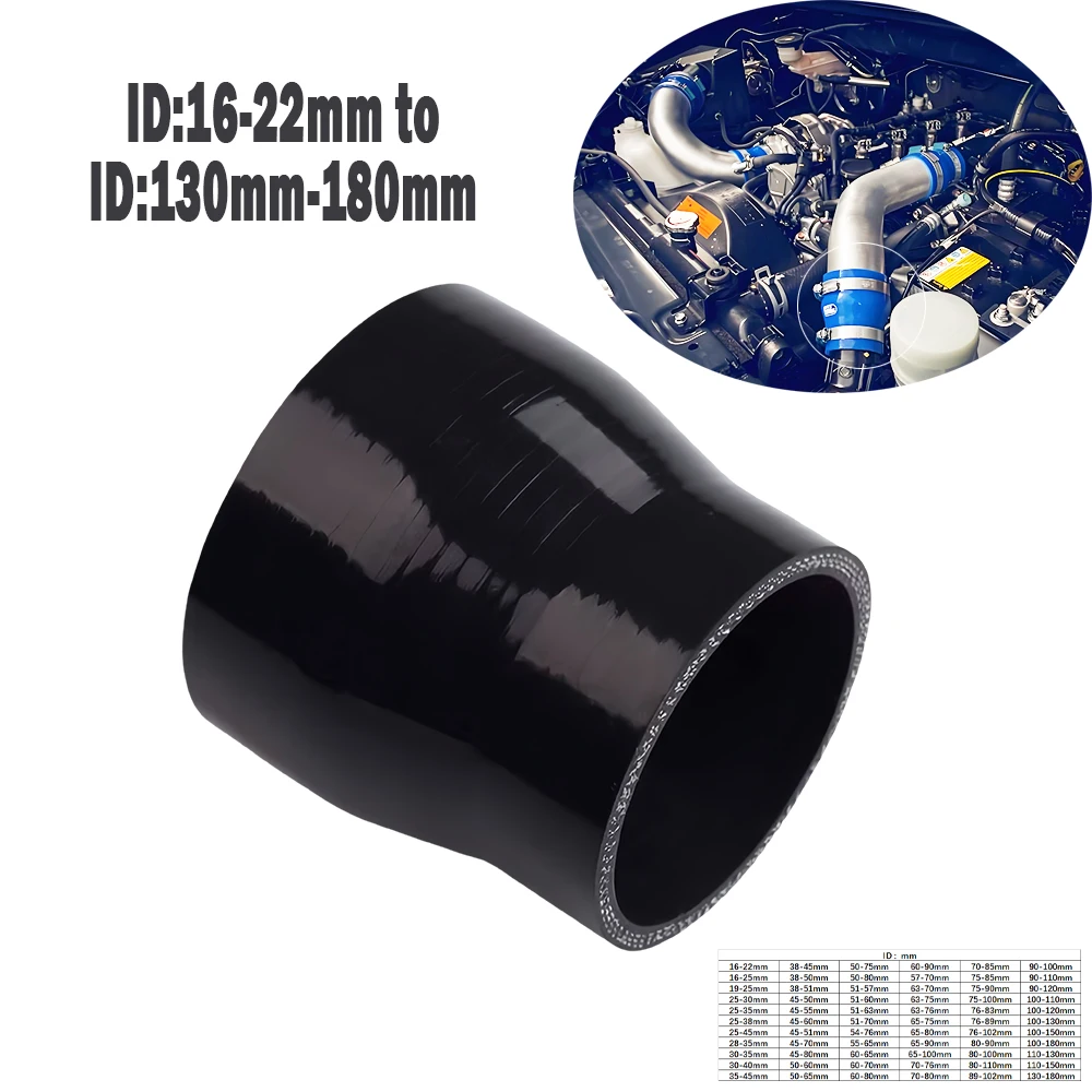 

Straight Silicone Reducer Hose Intercooler Turbo Intake Pipe Coolant Hose Universal Silicone Hose Coupler ID16mm-22mm to ID180mm