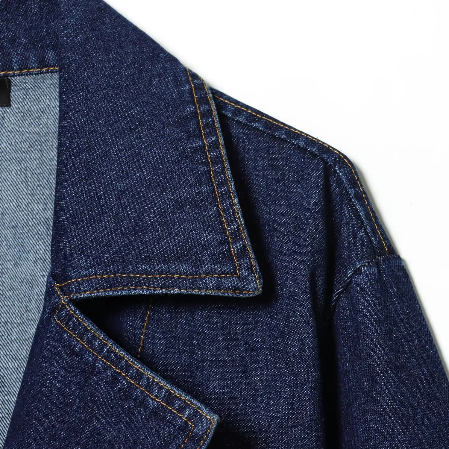 KASLEAD Neuer Damen Faionable Street Sle Midi-Mantel Dr. Jeansrock mit Gürtel, lang, lockere Passform, Ci Commuting Dr