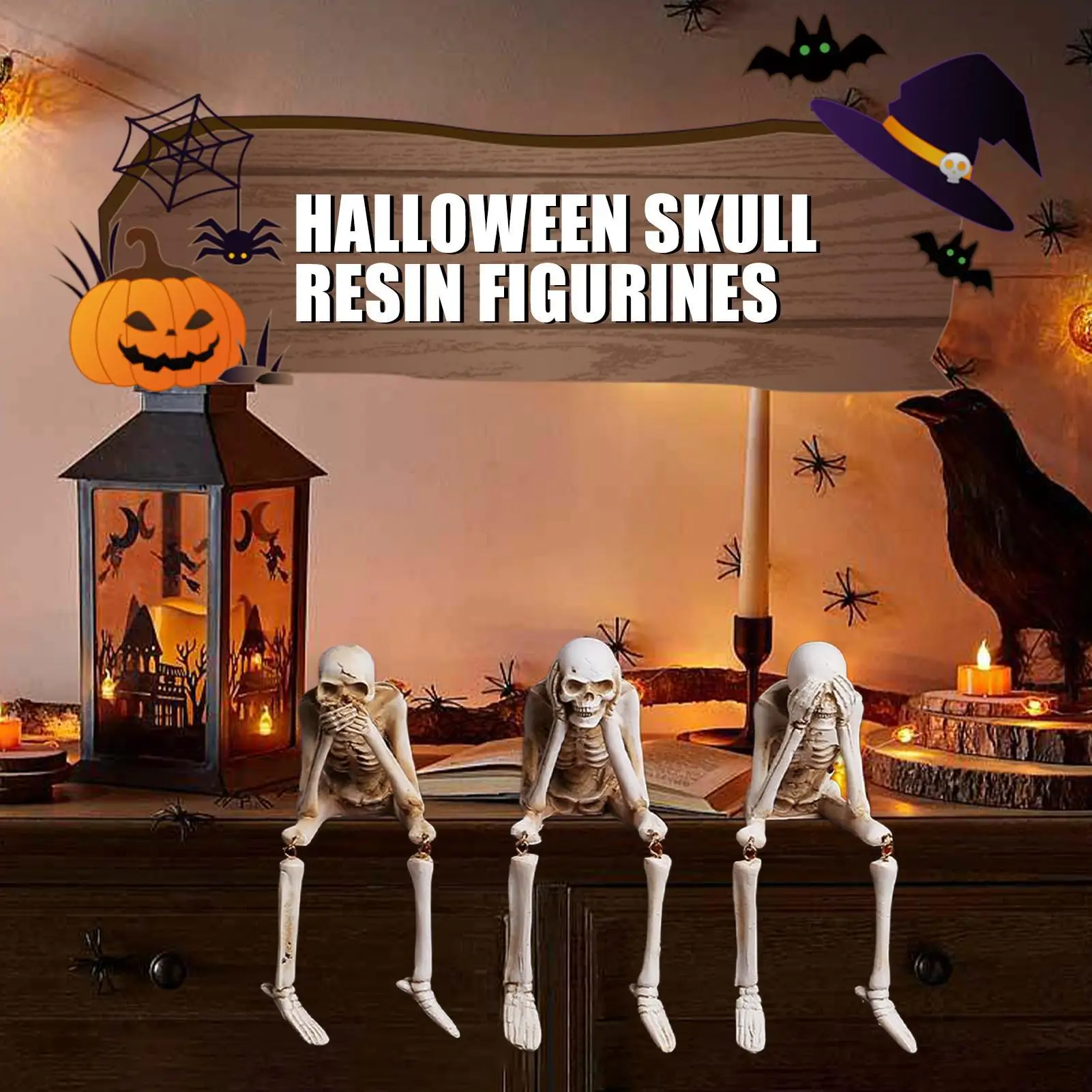 

Хэллоуин скелет украшения 3 шт. Хэллоуин фигурка реквизит статуя для вечеринки праздник фото фон спальня школа розничная торговля