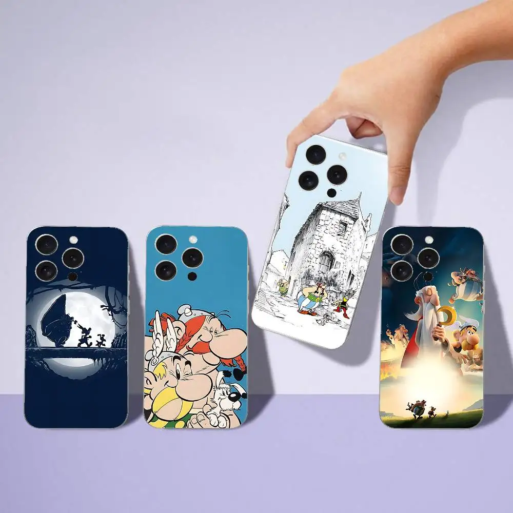 A-Asterix الكرتون O-Obelix جراب هاتف لينة شفافة آيفون 17 16 15 14 13 12 11 برو ماكس ميني بلس غطاء مقاوم للصدمات C