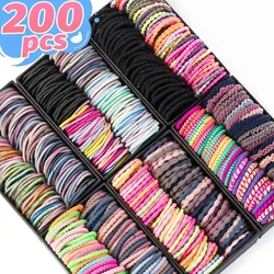 50-200pcs Girls Cute Colorful Small Elastic Hair Bands Ponytail Holder Children Scrunchie Rubber Ties Kids Hair Rope Accessories