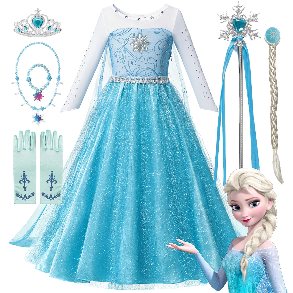 

Girls Snow Queen Elsa Kids Costumes For Girls 2025 Carnival Party Prom Gown Robe-Playing Children Clothing Frozen Princess Dress