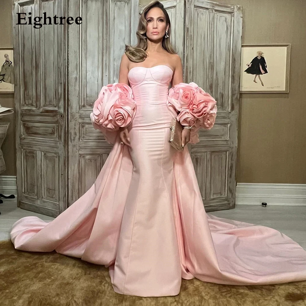 Eightree Luxury Pink Saudi Evening Dresses for Formal Occasion 3D Flower Prom Dresses Mermaid Elegant Dress Woman 2024 فساتين سه