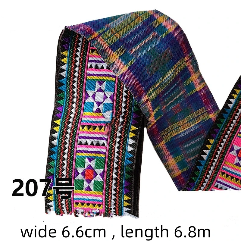 6.8m Jacquard Ribbon Ethnic Lace Trim Embroidered Woven Webbing Tape for Clothing Bag Sewing Fabric