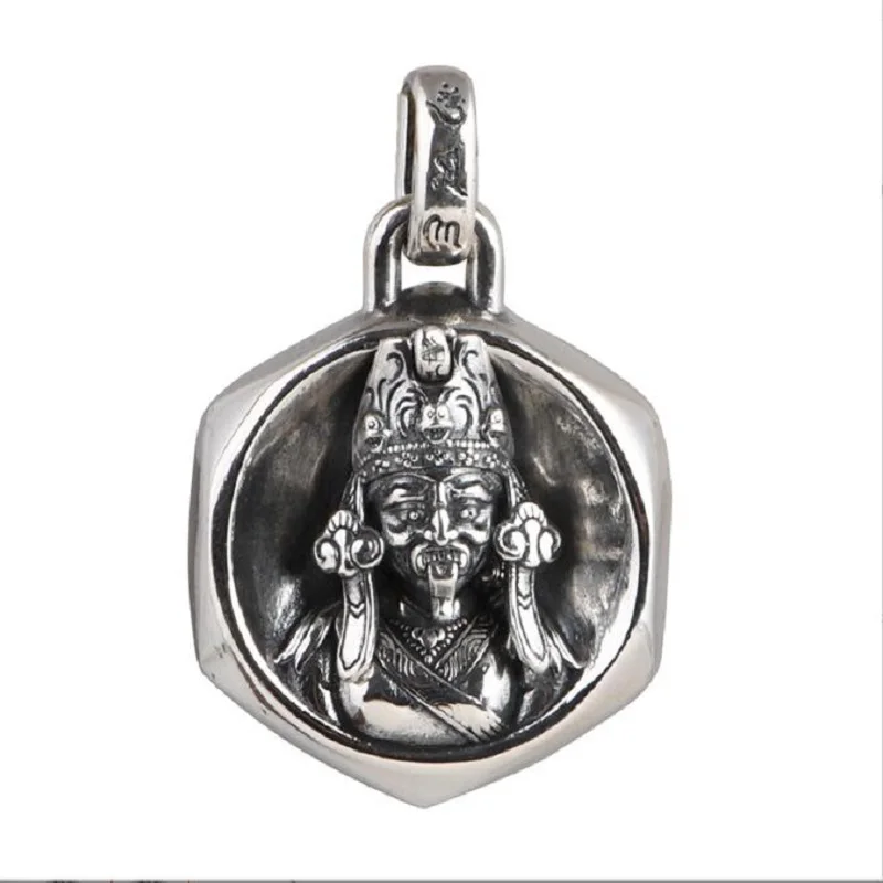 100% 925 Sterling Silver Tibetan Zaki Lam Buddha Pendant Buddhist Jazzlam Wealth Buddha Statue Pendant Good Luck Amulet