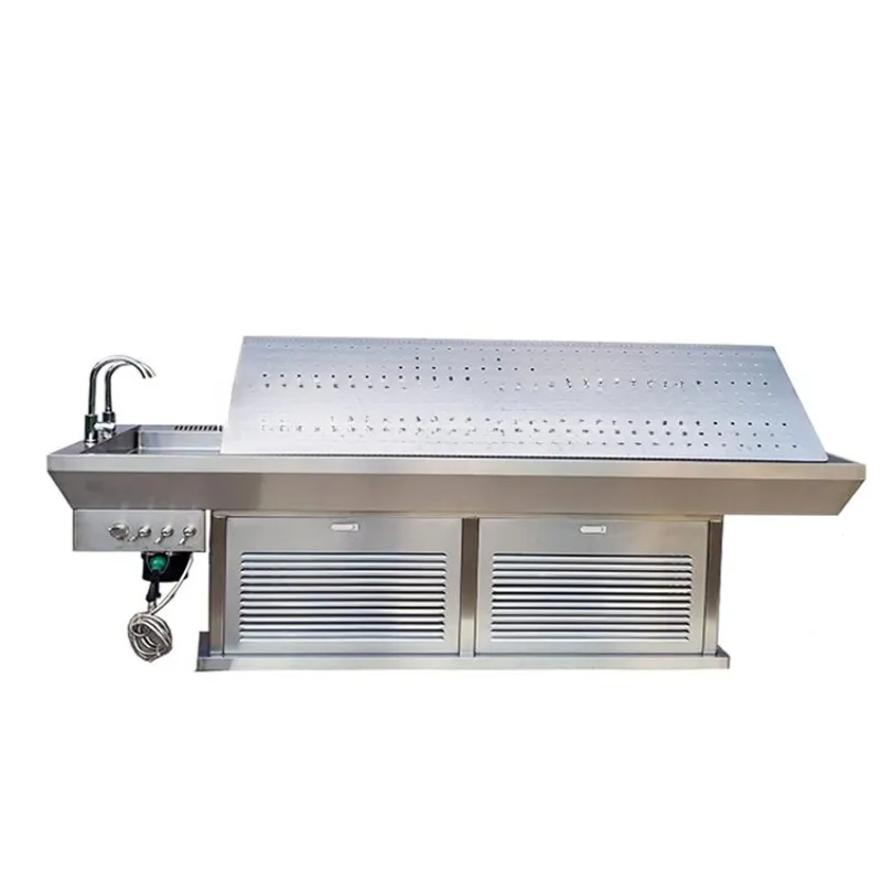 Customized Integral Wash Vented Forensic Autopsy Dissecting Table with Partition Lifting 15cm Height