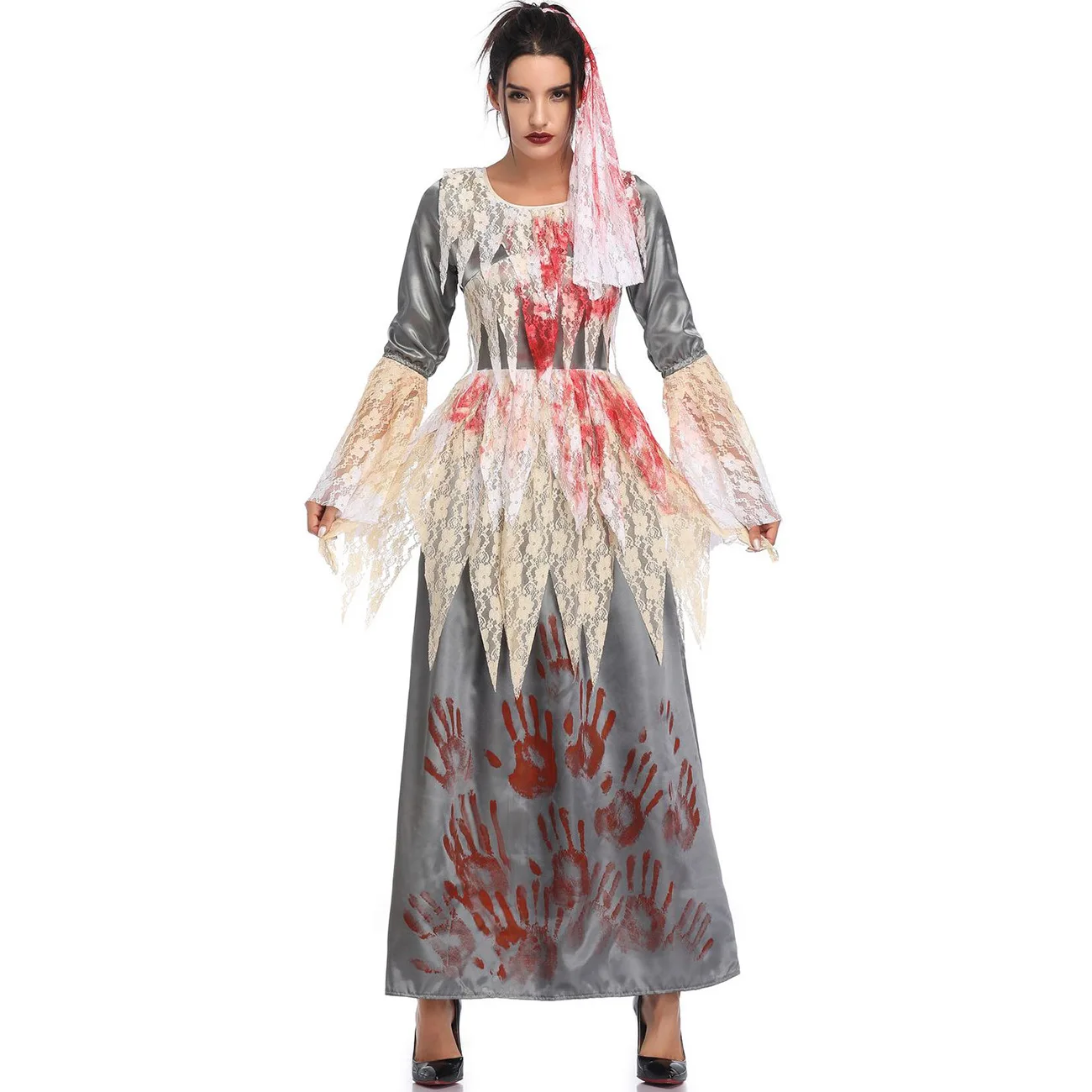 Halloween Bloody Horror Ghost Bride Vampire Cosplay Costume For Women Scary And Bloody Zombie Masquerade Costumes Long Dress NEW