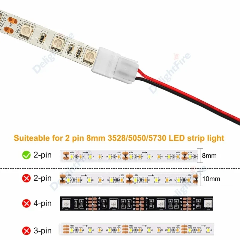 2 3 4 Pin 8mm 10mm Strip To Wire Connector Terminal L Shape Right Angled Connector for 2835 3528 5050 5730 SMD RGB LED Strip