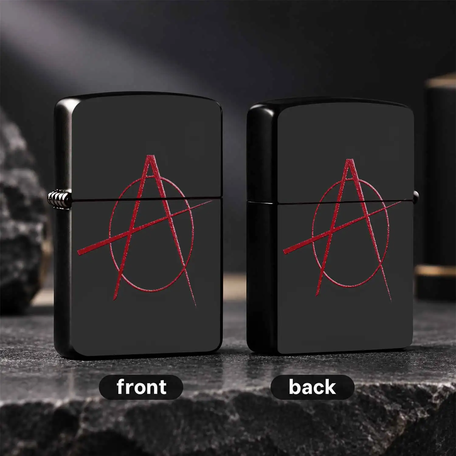 Stylish Anarchist Symbol Pattern Portable Lighter, Sleek Textured Durable Daily Use Ignition Tool, Ideal For Camping Travel Home Office, Thoughtful Unique Gift For Friends And Hobbyists For All Occasions A Humorous And Interesting Lighter