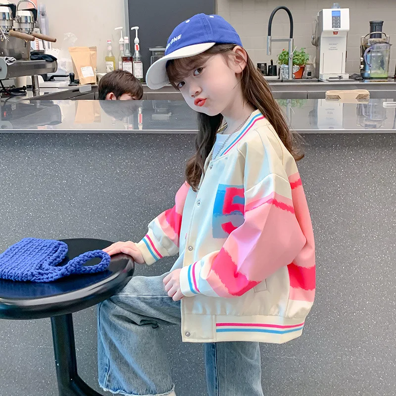 

Girls' outerwear for spring, new western-style children's baseball clothes for spring and autumn, trendy sports tops for little