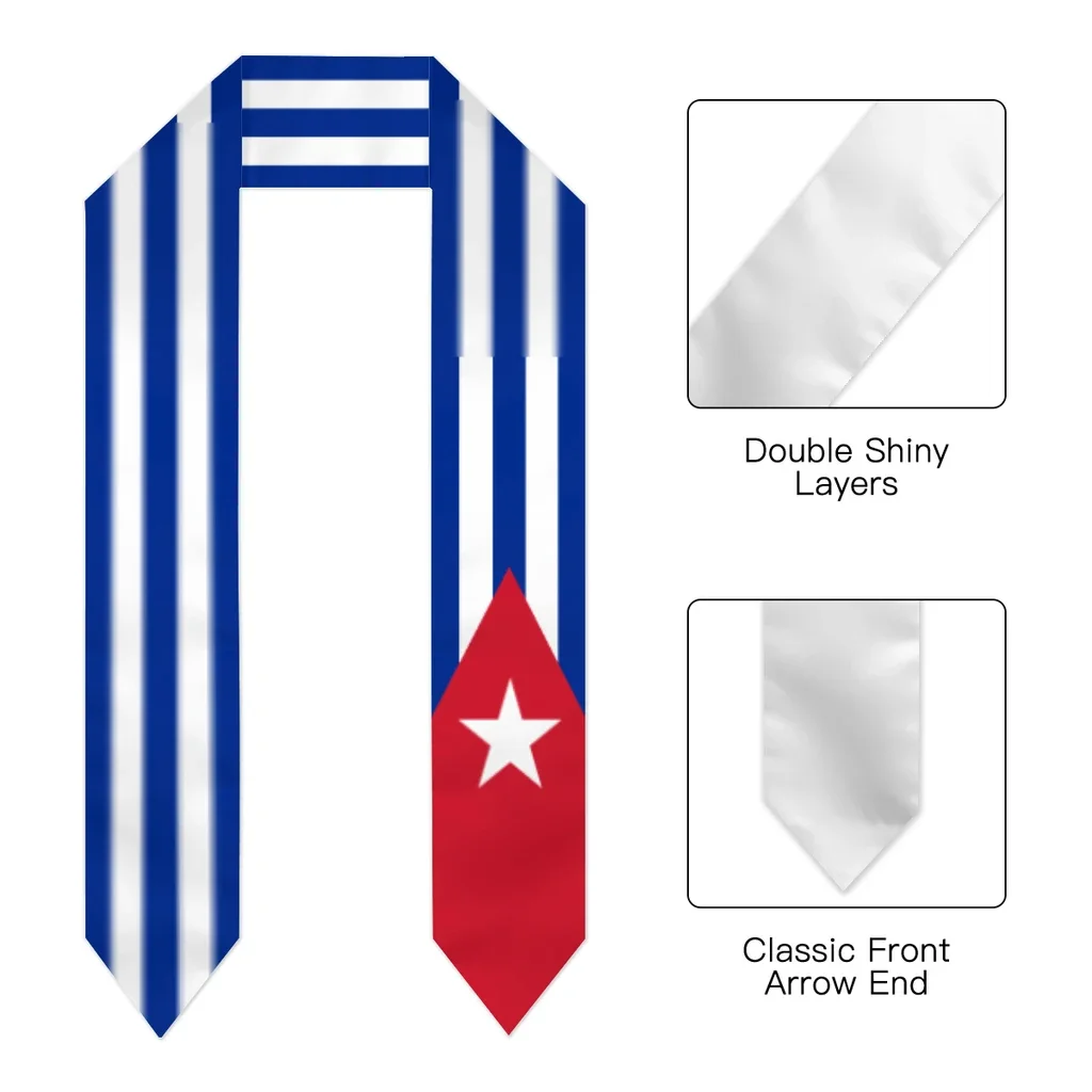 Graduation Sash Cuba Flag scarf Shawl Stole Sapphire Blue with Stripe Bachelor Gown Accessory Ribbon 180*14cm