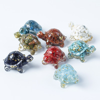 Natural Stone and Crystal Crushed Stone Turtle Ornament Home Decor Mineral Stone Crafts Room Aquarium Decoration