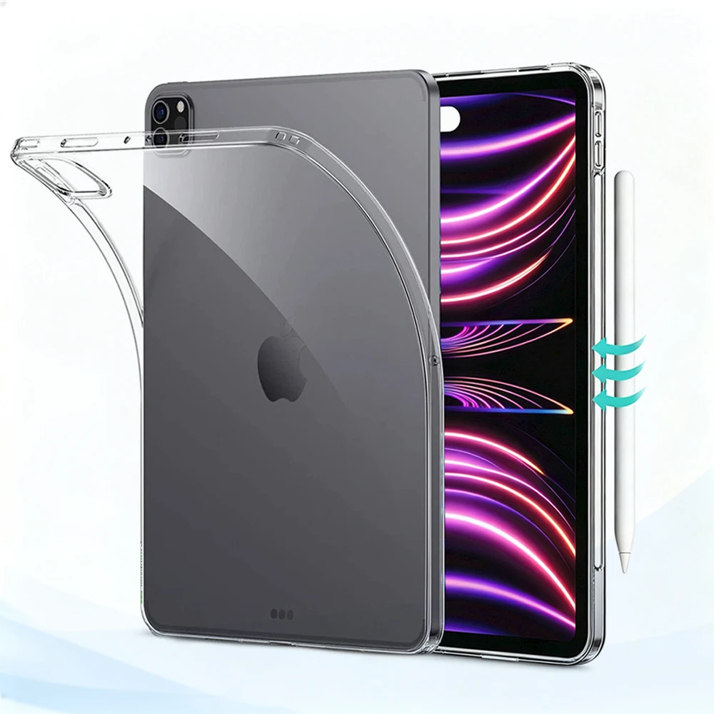 Transparent Case For iPad Pro 13 11 M5 M4 2025 Air 13 11 M4 2026 Gen 10.2 9th 8th 7th iPad 11th Gen A16 Mini 6 7 5 4 3 TPU Cover
