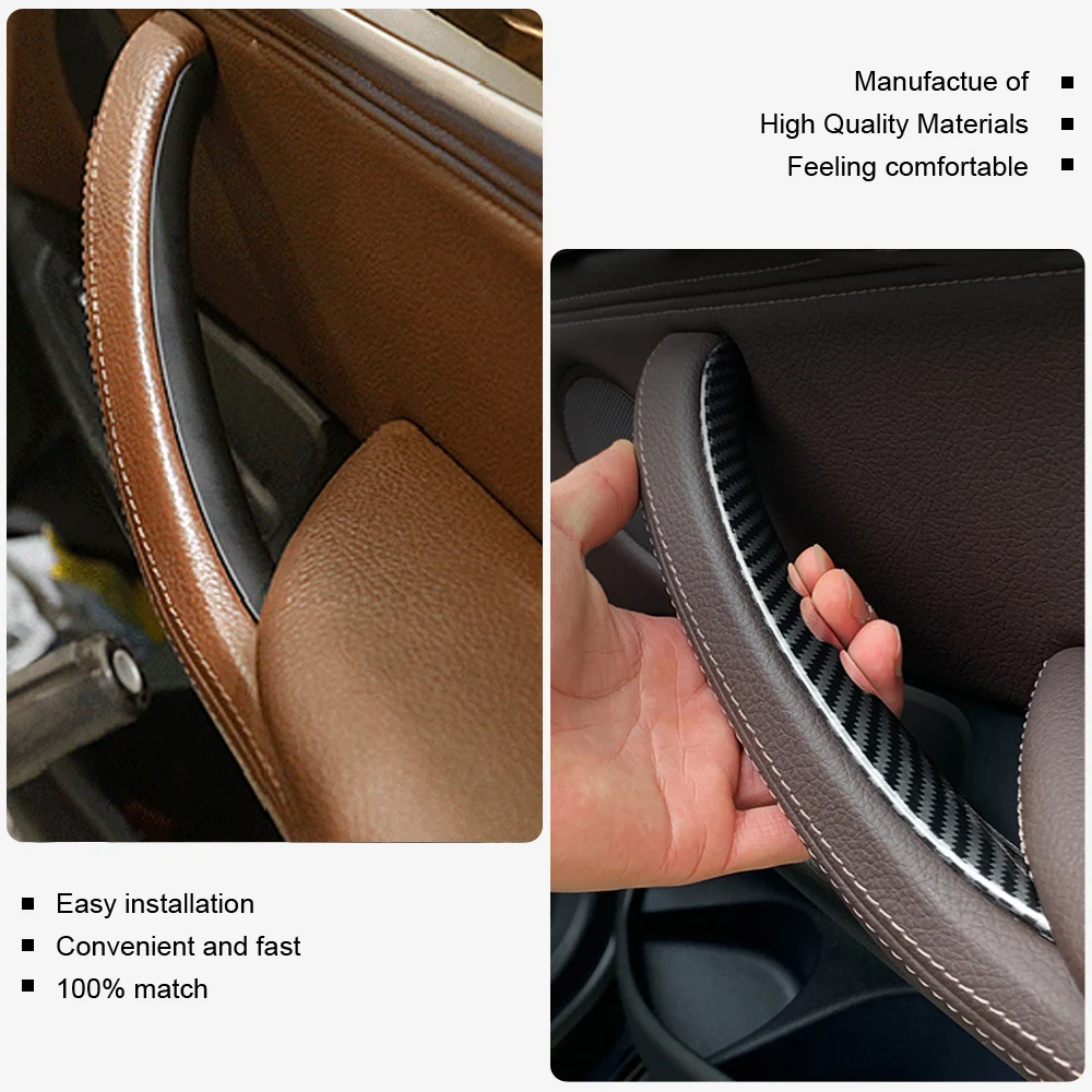 

Carbon Fiber Car Styling Interior Texture Door Pull Handle Protective Cover Trim For BMW X5 X6 F15 F16 2014- 2018