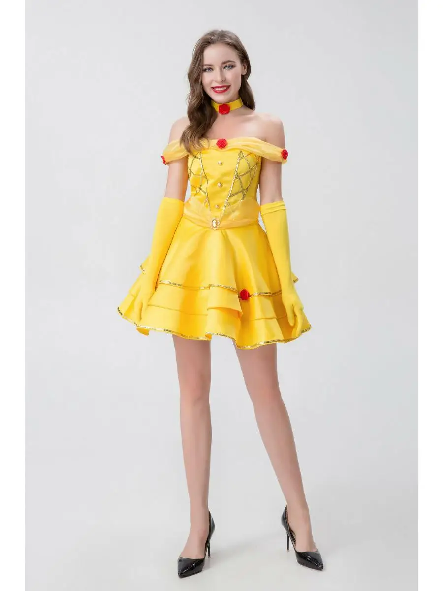 فستان تنكري جديد لهالوين على شكل الأميرة بيل، زي مسرحي للبالغين، فستان أميرة من القصص الخيالية مقاس SXXL، أزياء نسائية جديدة