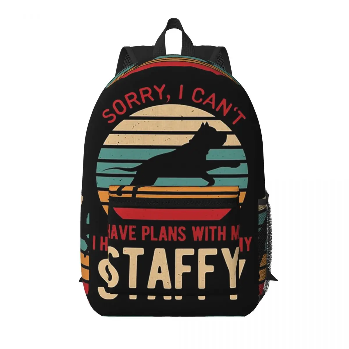 Funny Staffordshire Bull Terrier Dog Student Backpack School Bag Hiking Travel Daypack for Men Women Bookbag Shoulder Bags