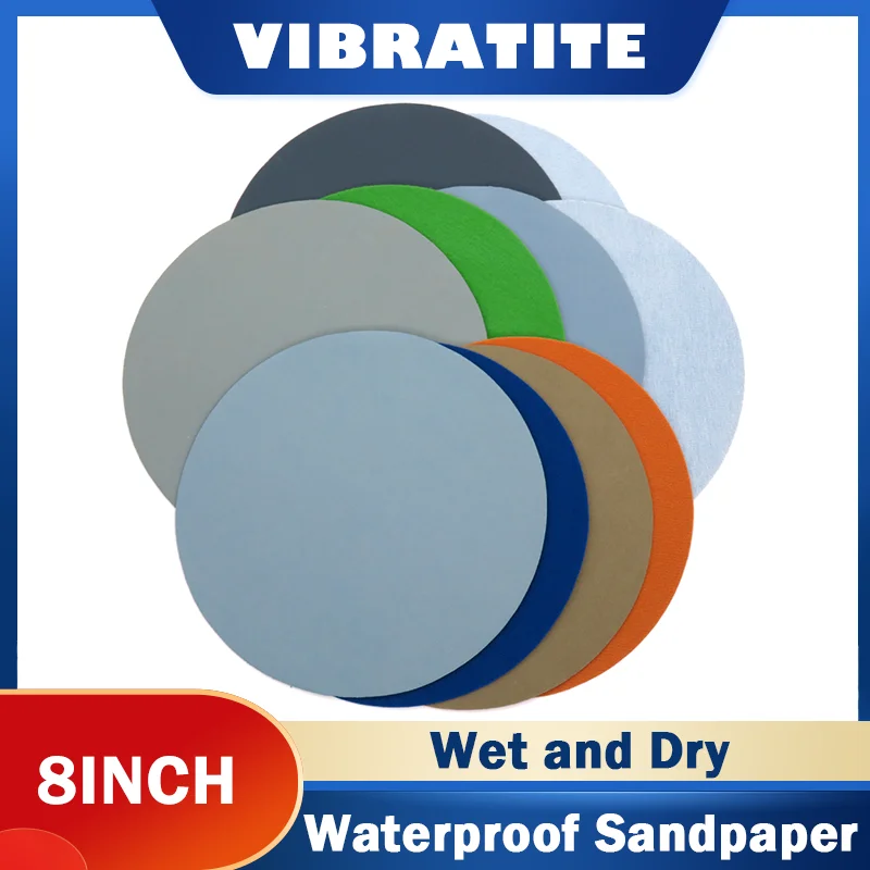 

8 Inch 200MM Wet and Dry Sanding Paper 15Pcs 80-400 Assorted Grit Silicon Carbide Hook and Loop for Polishing Wood and Metal