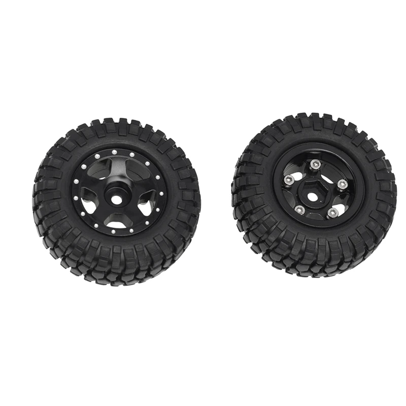 4Piece Wheel Shell With Tire Metal Parts For SCX24 Jeep Gladiator 1/24Th 4WD Off-Road Truck Model ,Black