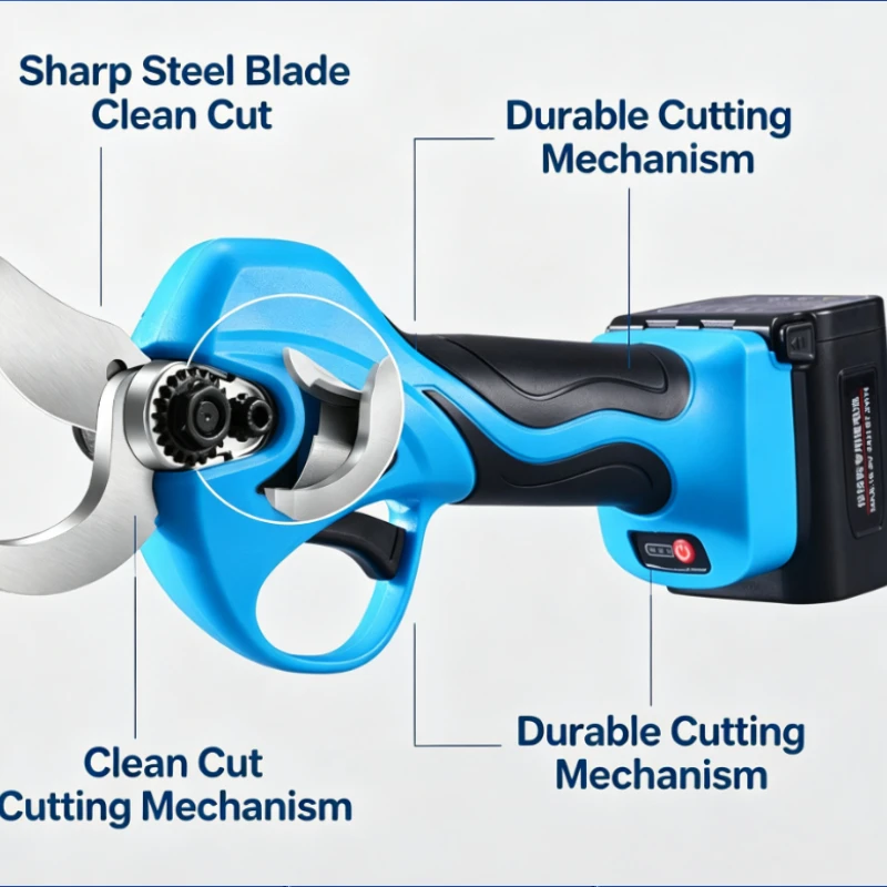 Cordless Pruning Shears With Lithium Battery And Ergonomic Grip For Fruit Tree Trimming In Orchard And Garden Maintenance