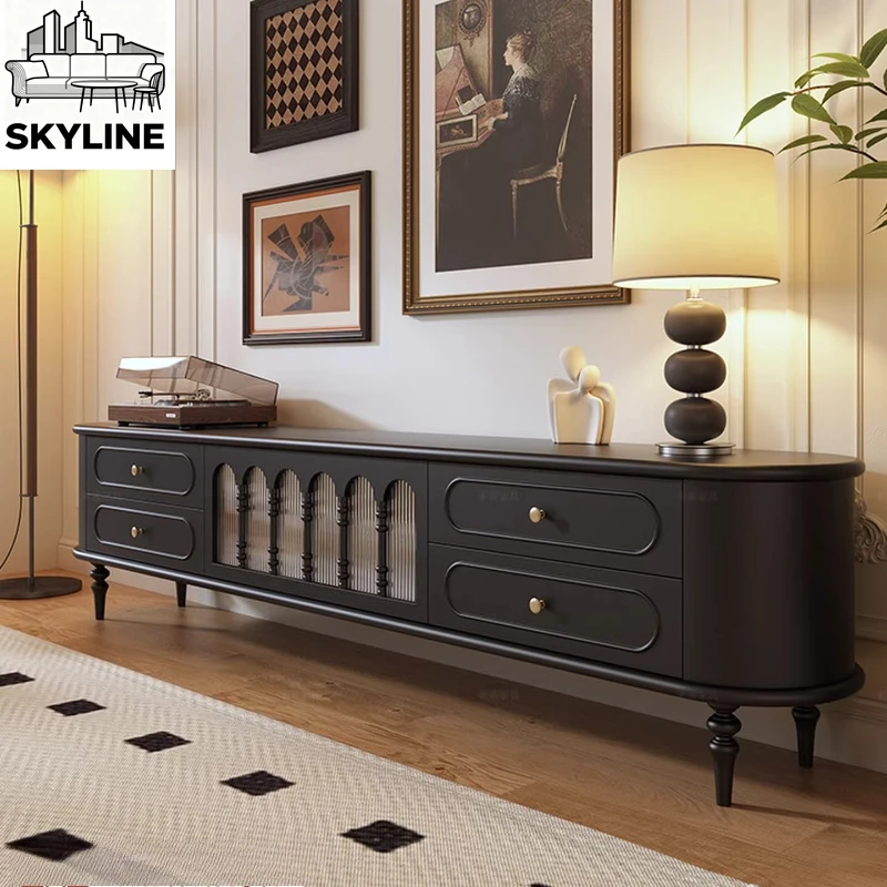 

Retro solid wood TV cabinet living room storage TV cabinet floor cabinet