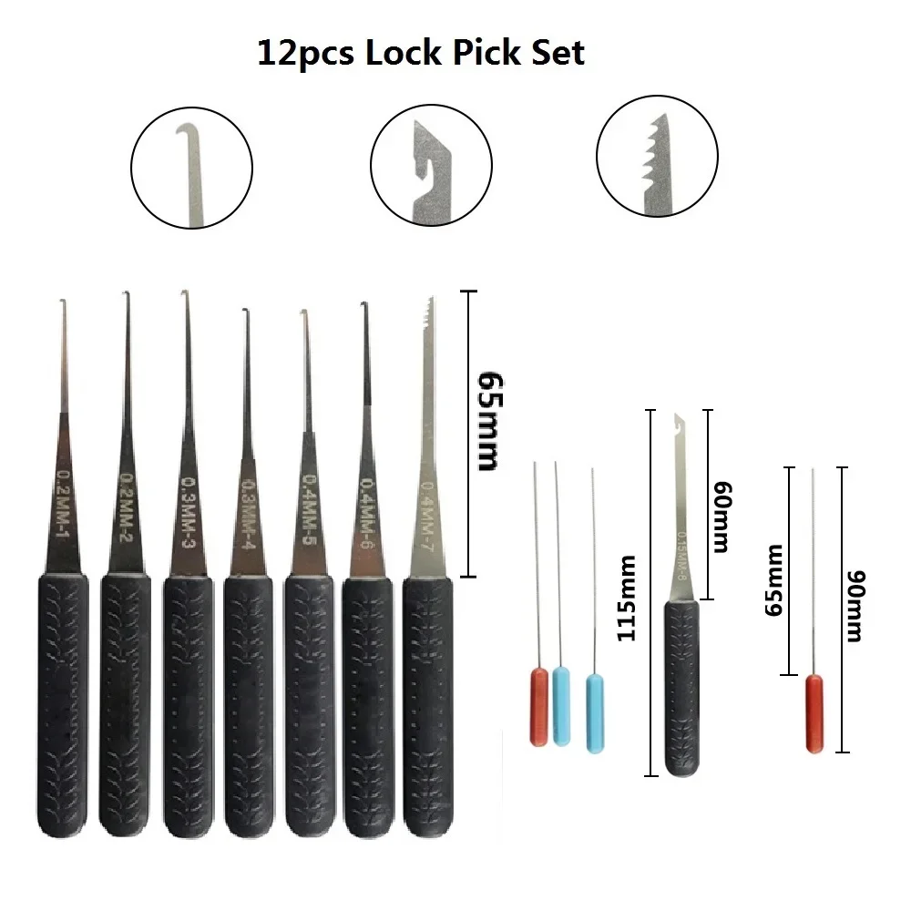 8piece Lock Pick Set Locksmith Supplies Broken Key Auto Extractor Remove Hooks Stainless Steel DIY Hand Tools Hardware