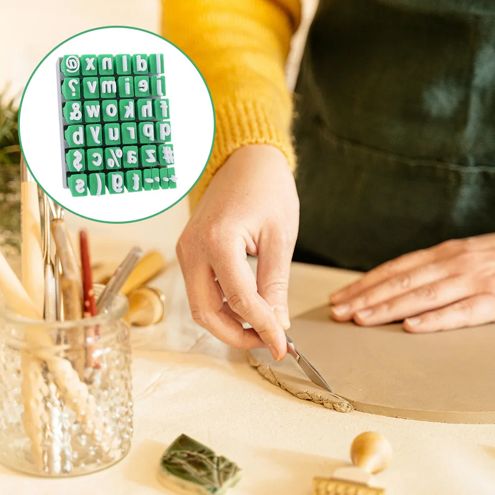 

Alphabet&Number Clay Stamps Tools Vintage Creative Mini Biscuit Mold DIY Moveable Alphanumeric Presser for Potter Artist