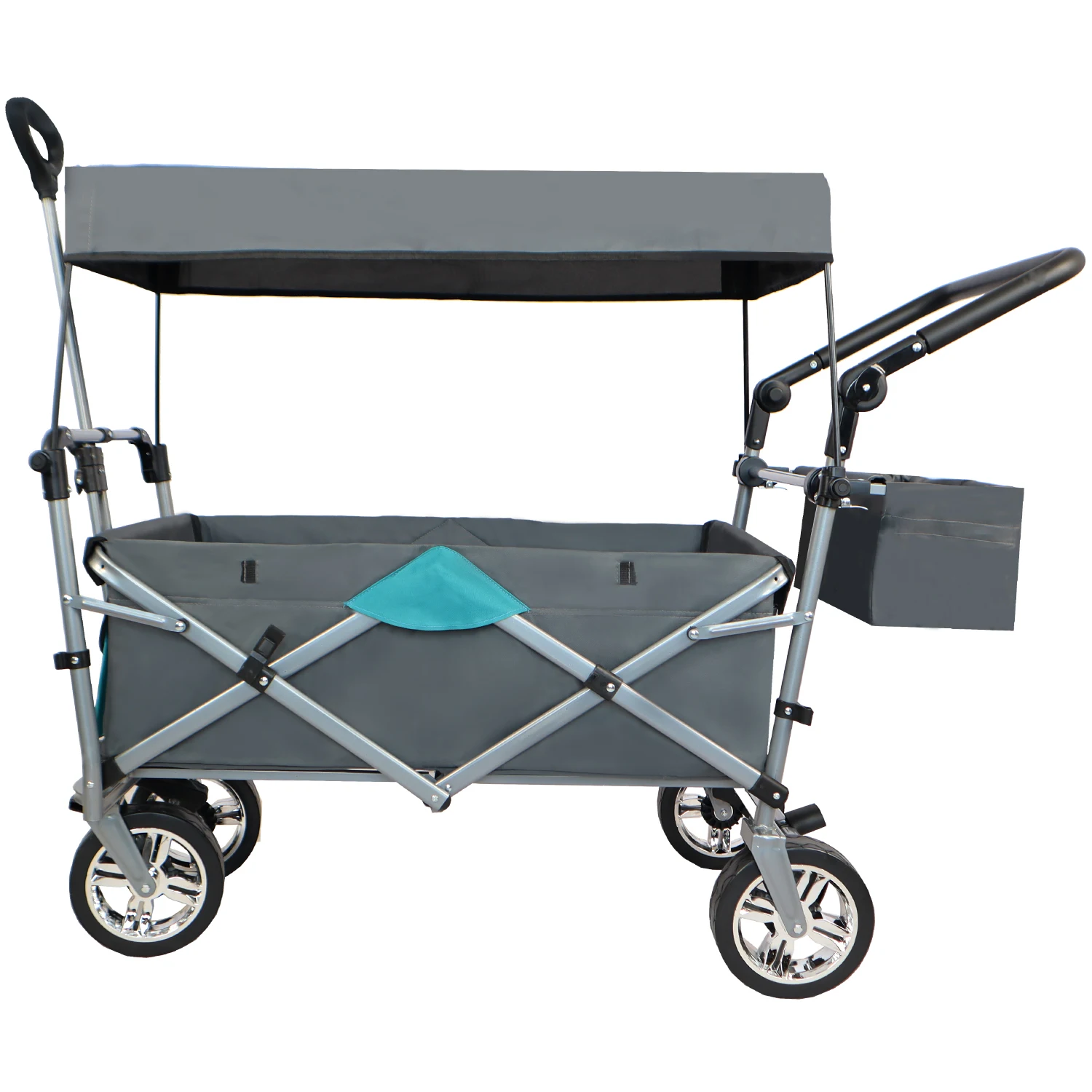 Push & Pull Utility Folding Wagon with Removable Canopy