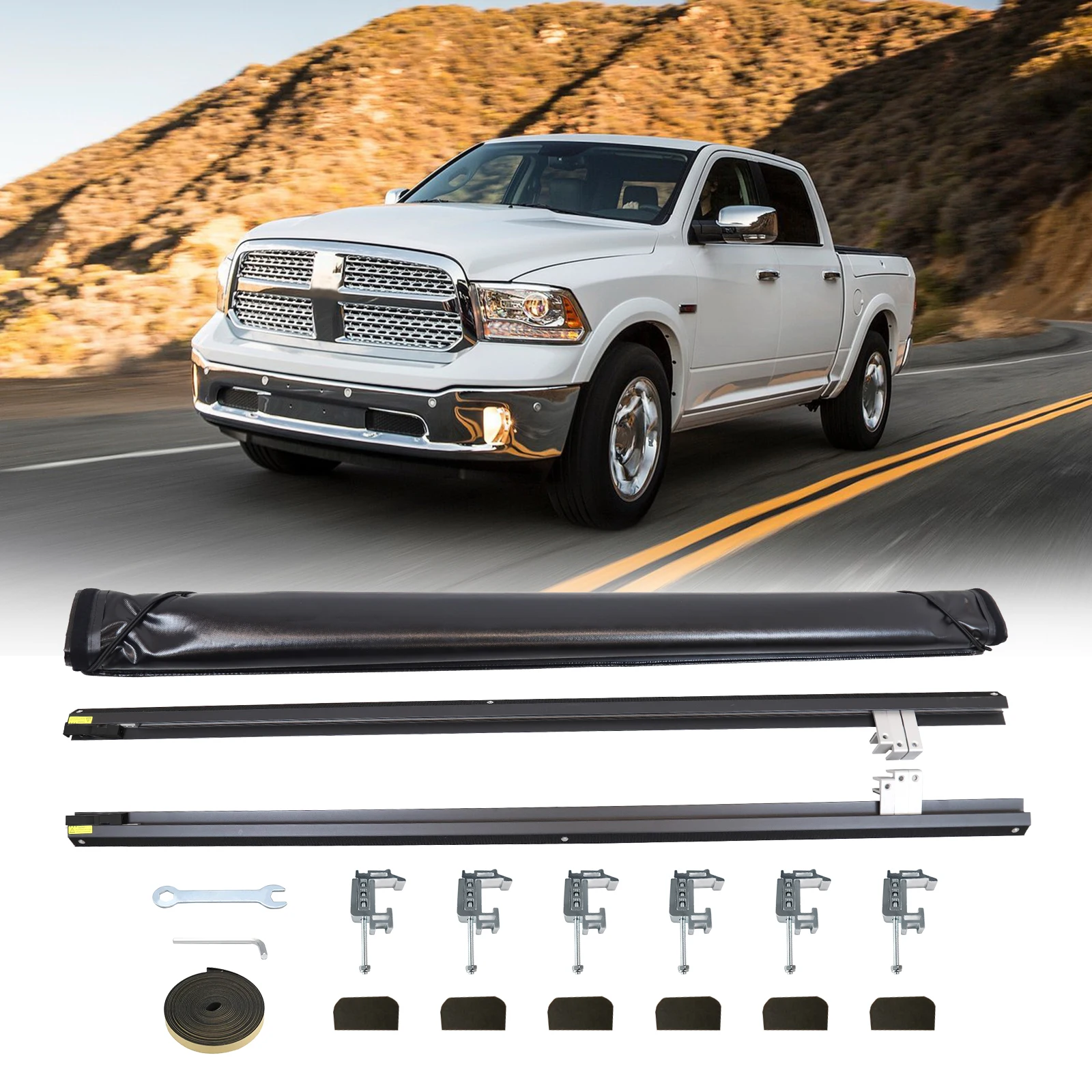 6.4ft Soft Truck Bed Tonneau Cover For 2002-2023 Dodge Ram 1500 2500 3500